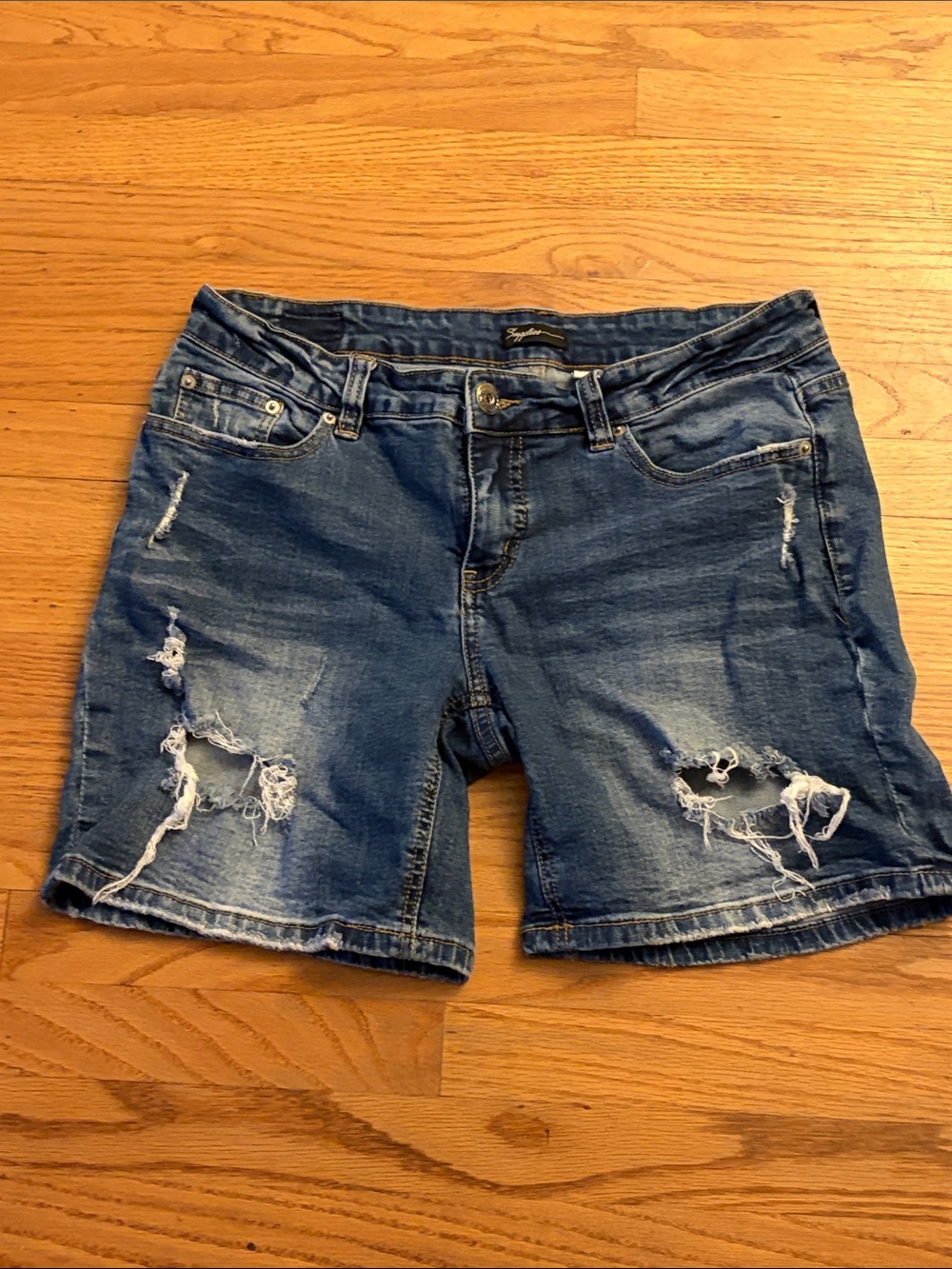 Distressed Blue Denim Jean Shorts for Women
